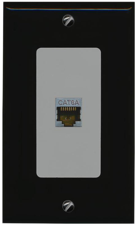 RiteAV CAT 6A 1 Port Shielded Cat6a Wall Plate 1 Gang Decorative - 1 Gang [Black/Gray]