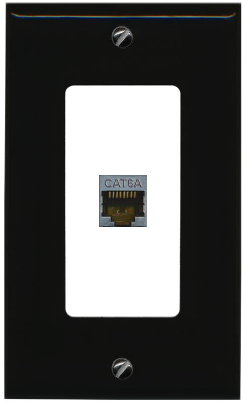RiteAV CAT 6A 1 Port Shielded Cat6a Wall Plate 1 Gang Decorative - 1 Gang [Black/White]