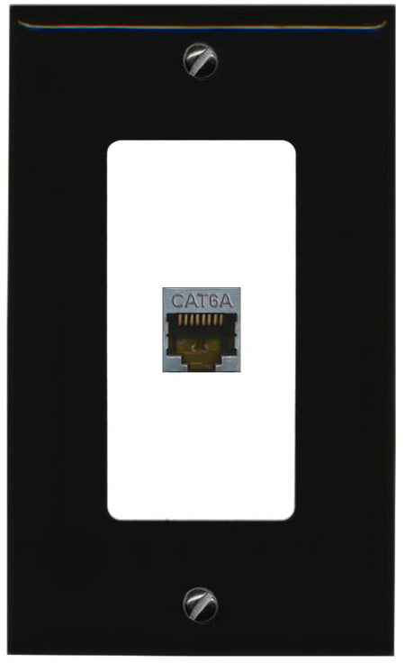 RiteAV CAT 6A 1 Port Shielded Cat6a Wall Plate 1 Gang Decorative - 1 Gang [Black/White]