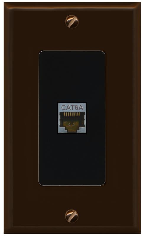RiteAV CAT 6A 1 Port Shielded Cat6a Wall Plate 1 Gang Decorative - 1 Gang [Brown/Black]