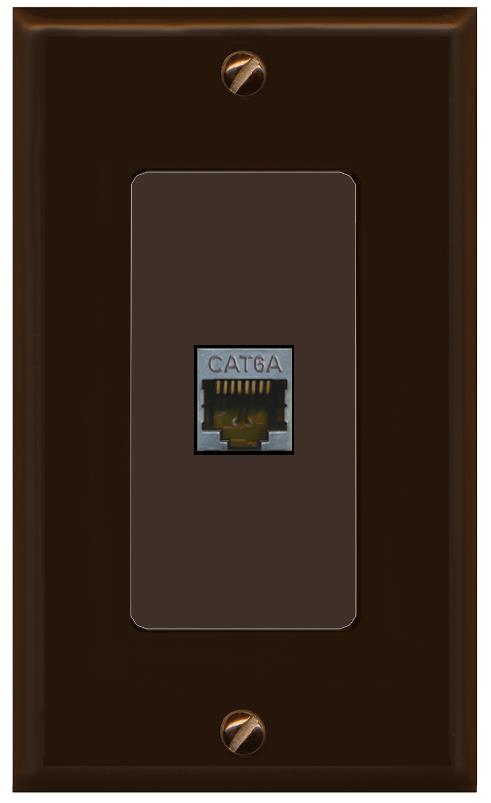 RiteAV CAT 6A 1 Port Shielded Cat6a Wall Plate 1 Gang Decorative - 1 Gang [Brown/Brown]