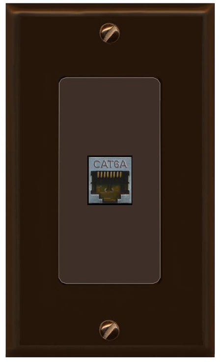 RiteAV CAT 6A 1 Port Shielded Cat6a Wall Plate 1 Gang Decorative - 1 Gang [Brown/Brown]