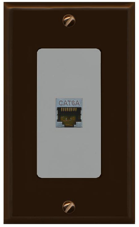 RiteAV CAT 6A 1 Port Shielded Cat6a Wall Plate 1 Gang Decorative - 1 Gang [Brown/Gray]