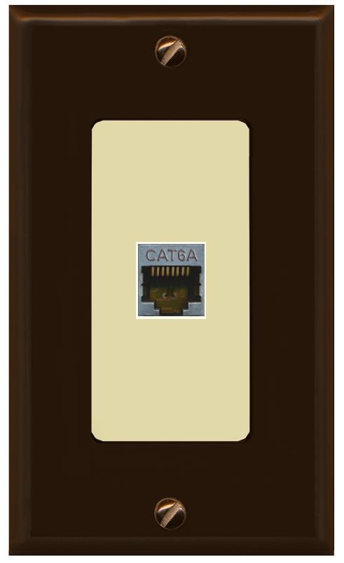RiteAV CAT 6A 1 Port Shielded Cat6a Wall Plate 1 Gang Decorative - 1 Gang [Brown/Ivory]