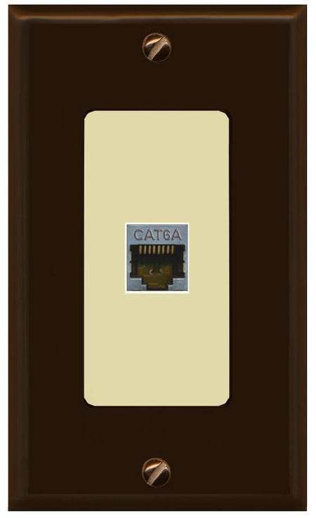 RiteAV CAT 6A 1 Port Shielded Cat6a Wall Plate 1 Gang Decorative - 1 Gang [Brown/Ivory]