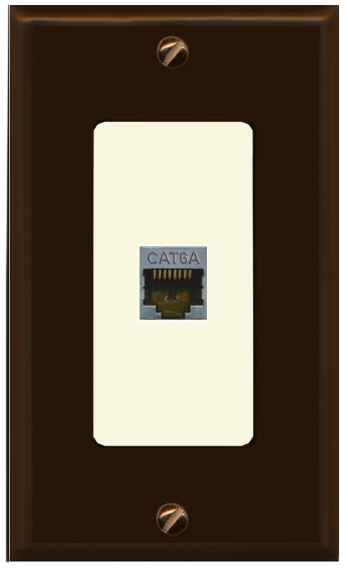 RiteAV CAT 6A 1 Port Shielded Cat6a Wall Plate 1 Gang Decorative - 1 Gang [Brown/Light-Almond]