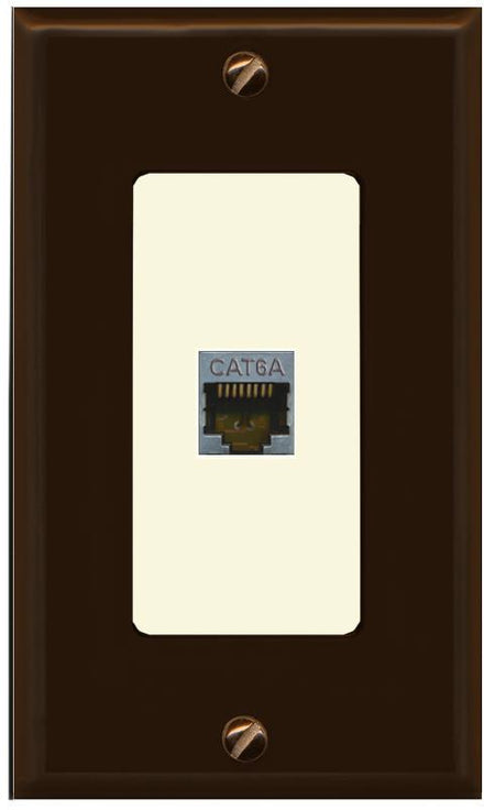 RiteAV CAT 6A 1 Port Shielded Cat6a Wall Plate 1 Gang Decorative - 1 Gang [Brown/Light-Almond]