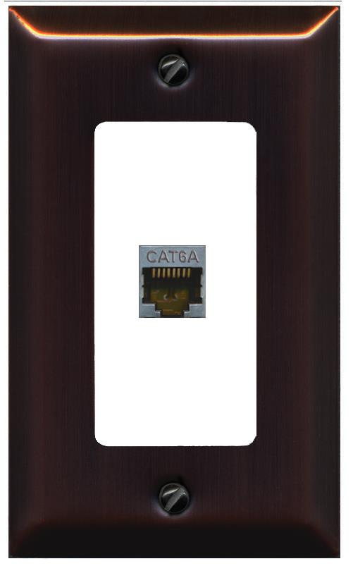 RiteAV CAT 6A 1 Port Shielded Cat6a Wall Plate 1 Gang Decorative - 1 Gang [Bronze/White]