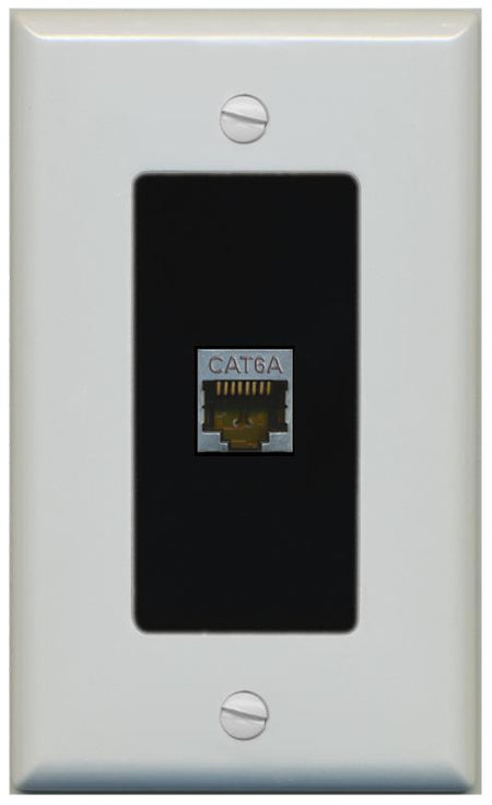 RiteAV CAT 6A 1 Port Shielded Cat6a Wall Plate 1 Gang Decorative - 1 Gang [Gray/Black]