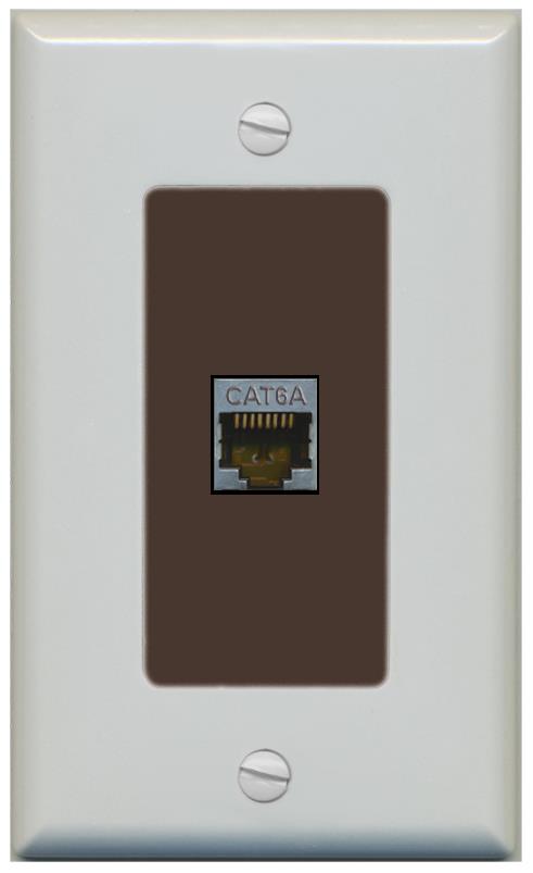 RiteAV CAT 6A 1 Port Shielded Cat6a Wall Plate 1 Gang Decorative - 1 Gang [Gray/Brown]