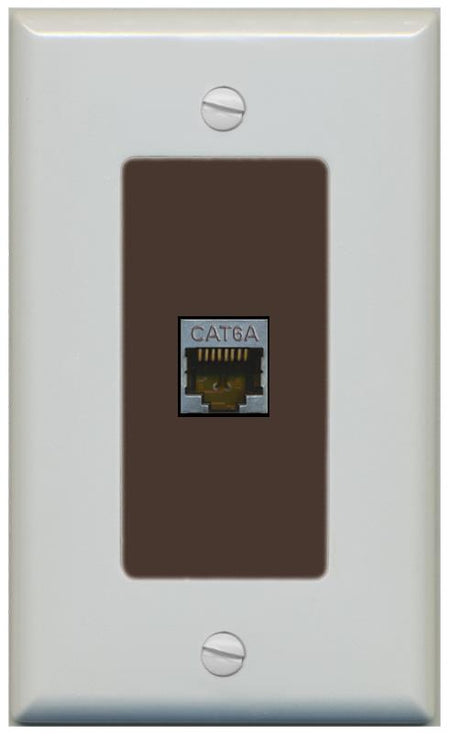 RiteAV CAT 6A 1 Port Shielded Cat6a Wall Plate 1 Gang Decorative - 1 Gang [Gray/Brown]