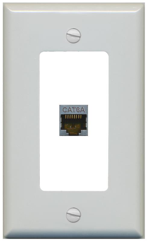 RiteAV CAT 6A 1 Port Shielded Cat6a Wall Plate 1 Gang Decorative - 1 Gang [Gray/White]