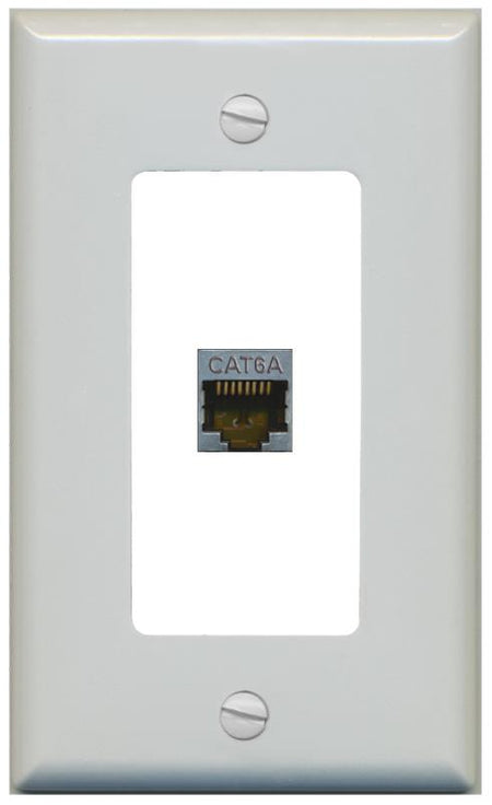 RiteAV CAT 6A 1 Port Shielded Cat6a Wall Plate 1 Gang Decorative - 1 Gang [Gray/White]