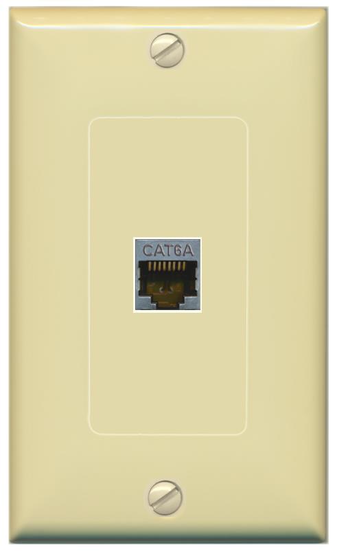 RiteAV CAT 6A 1 Port Shielded Cat6a Wall Plate 1 Gang Decorative - 1 Gang [Ivory/Ivory]