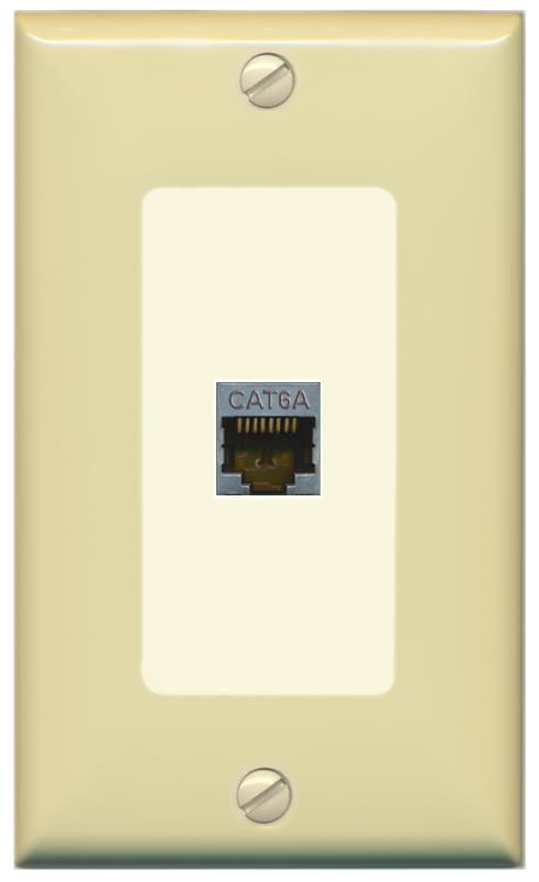 RiteAV CAT 6A 1 Port Shielded Cat6a Wall Plate 1 Gang Decorative - 1 Gang [Ivory/Light-Almond]