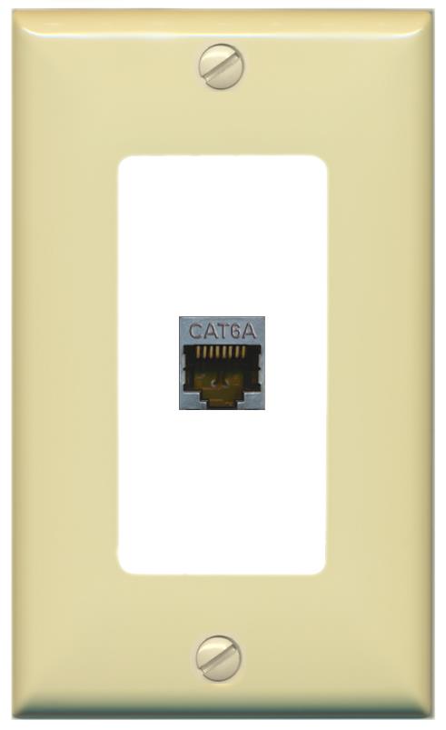 RiteAV CAT 6A 1 Port Shielded Cat6a Wall Plate 1 Gang Decorative - 1 Gang [Ivory/White]
