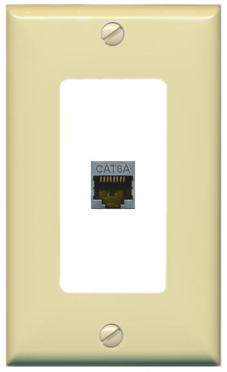 RiteAV CAT 6A 1 Port Shielded Cat6a Wall Plate 1 Gang Decorative - 1 Gang [Ivory/White]