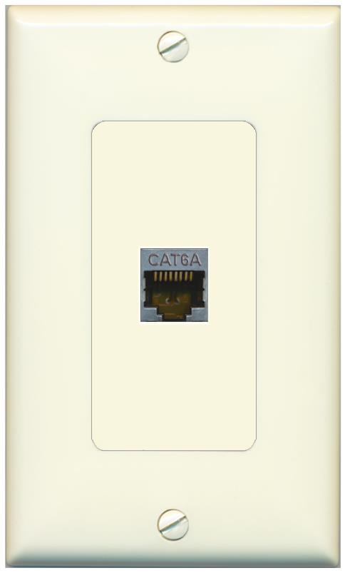 RiteAV CAT 6A 1 Port Shielded Cat6a Wall Plate 1 Gang Decorative - 1 Gang [Light-Almond]