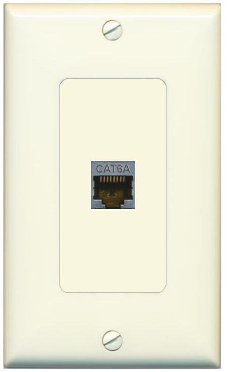 RiteAV CAT 6A 1 Port Shielded Cat6a Wall Plate 1 Gang Decorative - 1 Gang [Light-Almond]