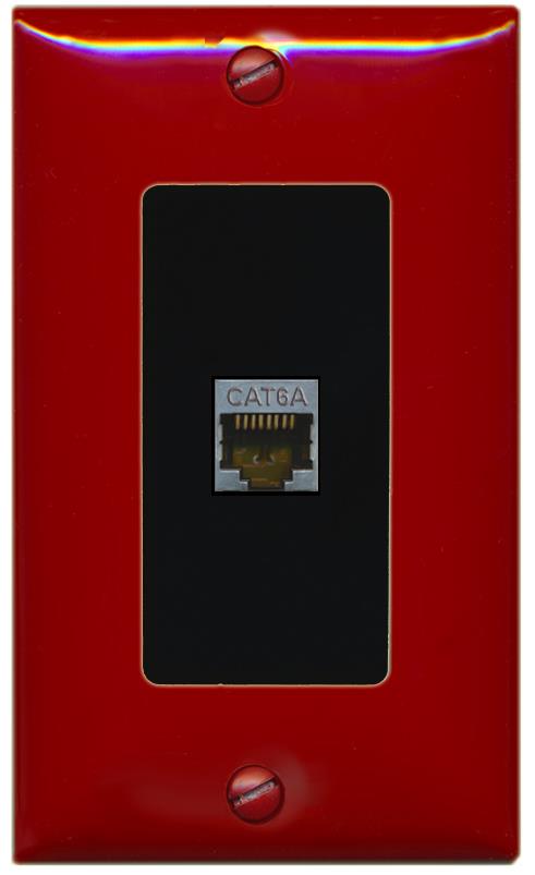 RiteAV CAT 6A 1 Port Shielded Cat6a Wall Plate 1 Gang Decorative - 1 Gang [Red/Black]