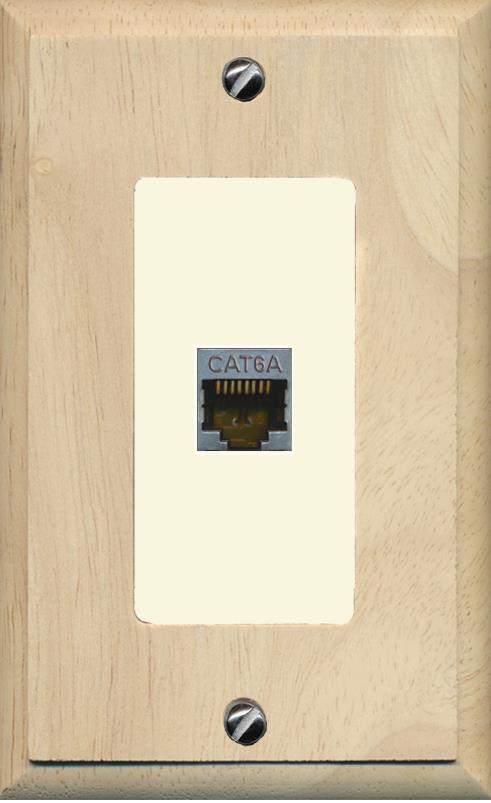 RiteAV CAT 6A 1 Port Shielded Cat6a Wall Plate 1 Gang Decorative - 1 Gang [Wood/Light-Almond]