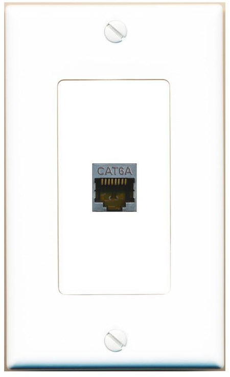 RiteAV CAT 6A 1 Port Shielded Cat6a Wall Plate 1 Gang Decorative - 1 Gang [White]