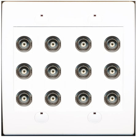 RiteAV 12 Port BNC Female/Female HD-SDI Jack Wall Plate - Flat Style 2 Gang [White]