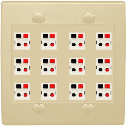 RiteAV 12 Port Speaker Jack Dual Gang Wall Plate for Home Theater - Flat Style 2 Gang [Ivory/Ivory]