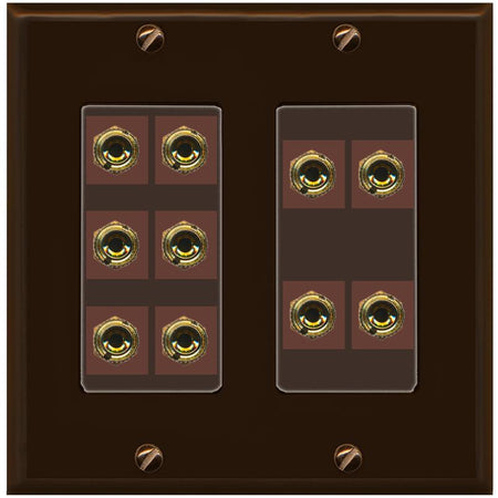 RiteAV 10 Banana 5 Speaker Surround 2 Gang Coupler Decorative Wall Plate - 2 Gang [Brown/Brown]