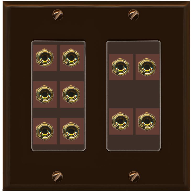 RiteAV 10 Banana 5 Speaker Surround 2 Gang Coupler Decorative Wall Plate - 2 Gang [Brown/Brown]