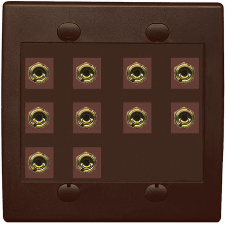 RiteAV 10 Banana 5 Speaker Surround  2 Gang Coupler Wall Plate 2 Gang Brown