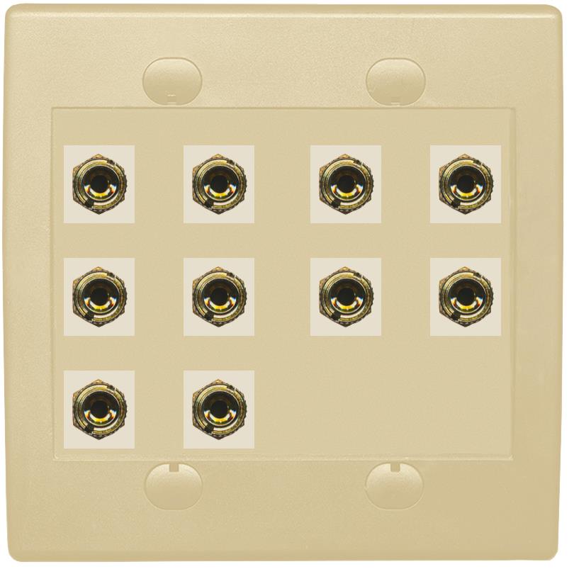 RiteAV 10 Banana 5 Speaker Surround  2 Gang Coupler Wall Plate 2 Gang Ivory