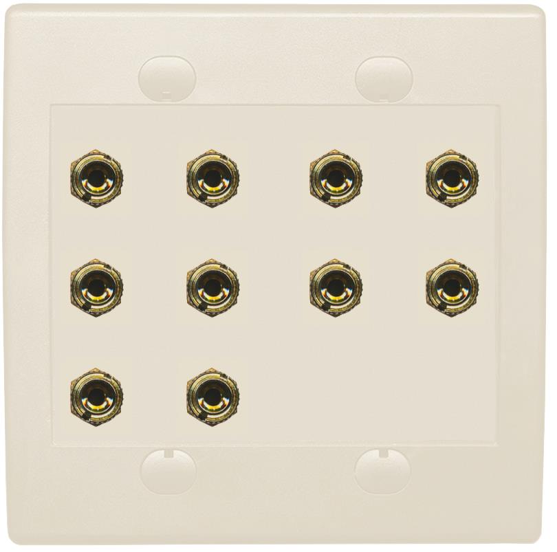 RiteAV 10 Banana 5 Speaker Surround  2 Gang Coupler Wall Plate 2 Gang Almond