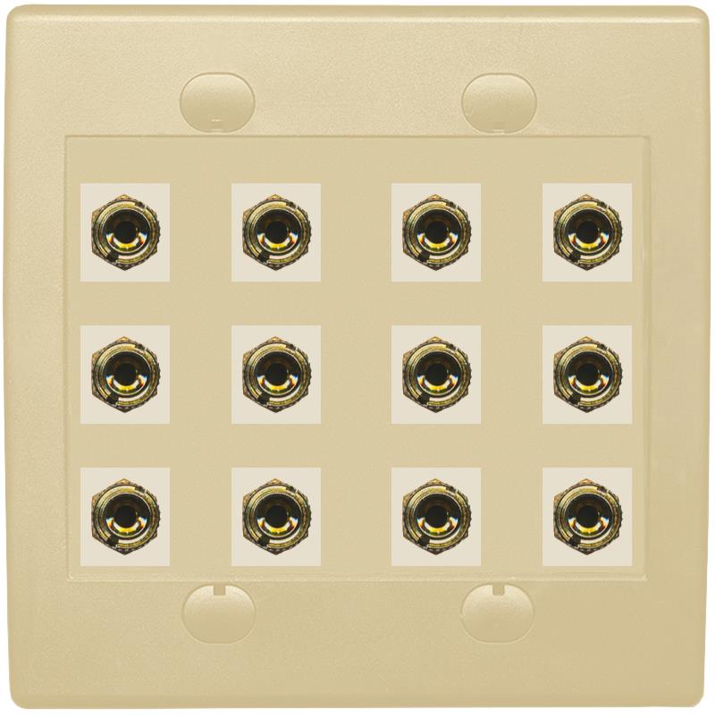 RiteAV 12 Banana 6 Speaker Surround  2 Gang Coupler Wall Plate 2 Gang Ivory