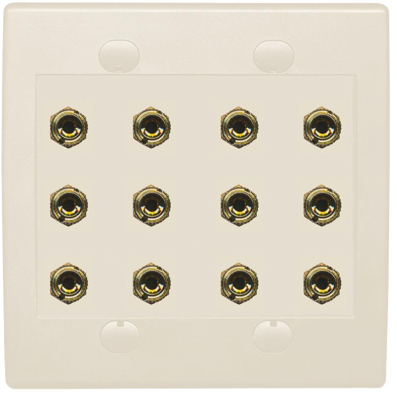 RiteAV 12 Banana 6 Speaker Surround  2 Gang Coupler Wall Plate 2 Gang Almond