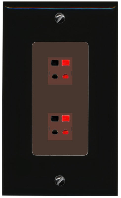 RiteAV 1 Gang 2 Port Speaker Jack Wall Plate - 1 Gang Decorative [Black/Brown]