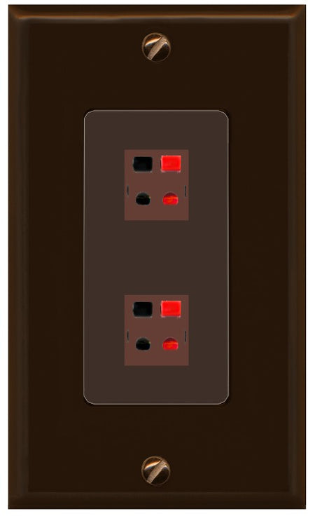 RiteAV 1 Gang 2 Port Speaker Jack Wall Plate - 1 Gang Decorative [Brown/Brown]