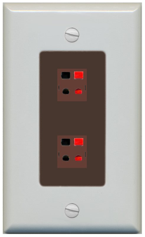 RiteAV 1 Gang 2 Port Speaker Jack Wall Plate - 1 Gang Decorative [Gray/Brown]