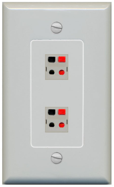 RiteAV 1 Gang 2 Port Speaker Jack Wall Plate - 1 Gang Decorative [Gray/Gray]