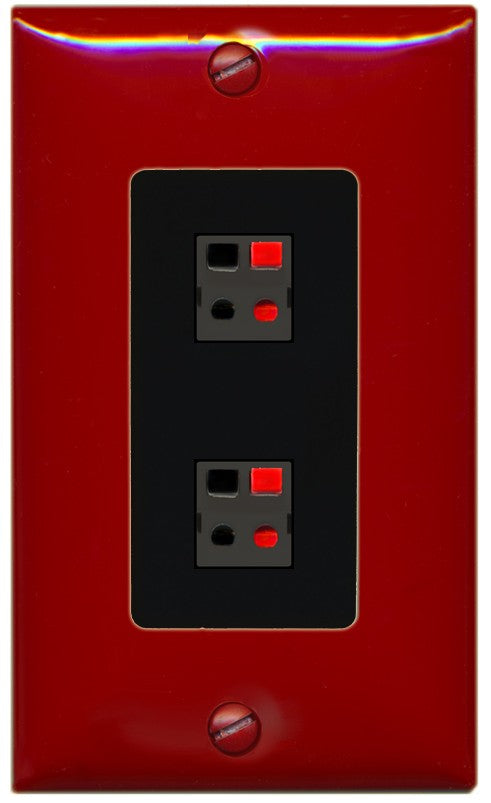 RiteAV 1 Gang 2 Port Speaker Jack Wall Plate - 1 Gang Decorative [Red/Black]