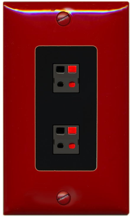RiteAV 1 Gang 2 Port Speaker Jack Wall Plate - 1 Gang Decorative [Red/Black]