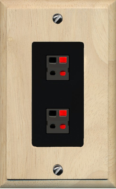 RiteAV 1 Gang 2 Port Speaker Jack Wall Plate - 1 Gang Decorative [Wood/Black]