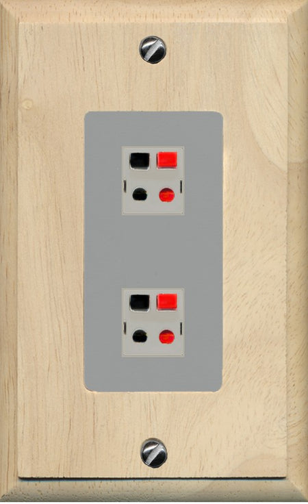 RiteAV 1 Gang 2 Port Speaker Jack Wall Plate - 1 Gang Decorative [Wood/Gray]