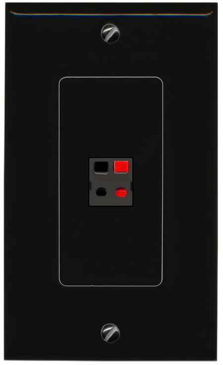 RiteAV 1 Port Speaker Wire Plug Jack Wall Plate - 1 Gang [Black/Black]