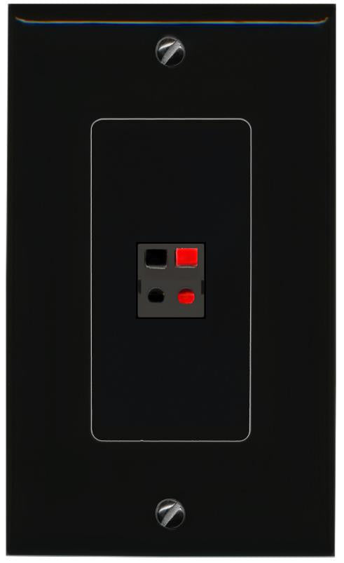 RiteAV 1 Port Speaker Wire Plug Jack Wall Plate - 1 Gang [Black/Black]