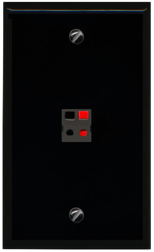 RiteAV 1 Port Speaker Wire Plug Jack Wall Plate - Flat [Black/Black]