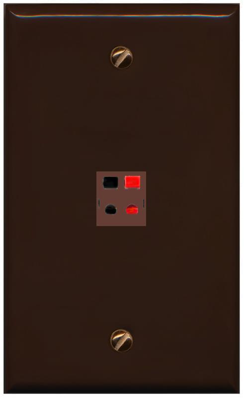 RiteAV 1 Port Speaker Wire Plug Jack Wall Plate - Flat [Brown/Brown]
