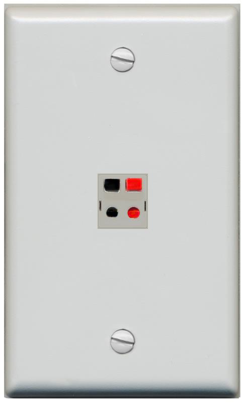 RiteAV 1 Port Speaker Wire Plug Jack Wall Plate - Flat [Gray/Gray]