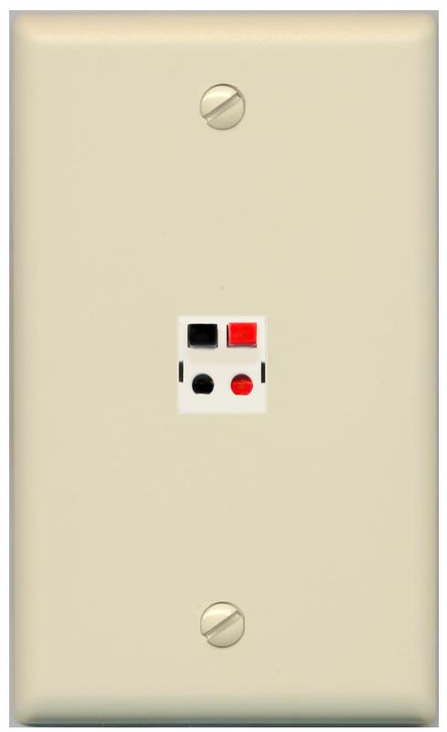 RiteAV 1 Port Speaker Wire Plug Jack Wall Plate - Flat [Ivory/Ivory]