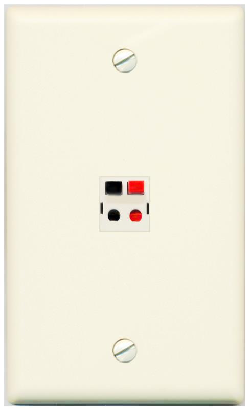 RiteAV 1 Port Speaker Wire Plug Jack Wall Plate - Flat [Light-Almond]